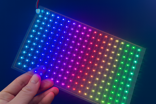 Flexible Transparent LED Display Screen – 200 RGB Addressable LEDs with 3-Pin Connector (Screen Only, Arduino Compatible)